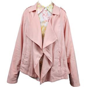 Torrid Size‎ 3 Blush Pink Open Front Waterfall Blazer Jacket Asymmetrical 3X